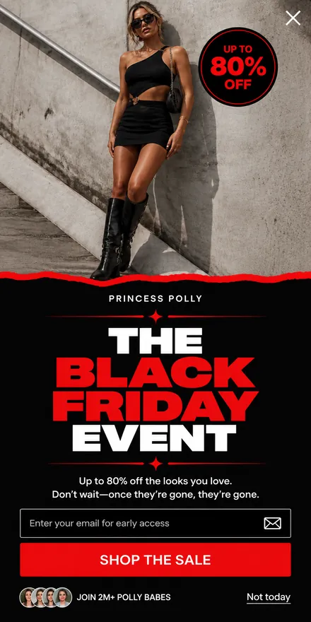 Black Friday popup telefonon