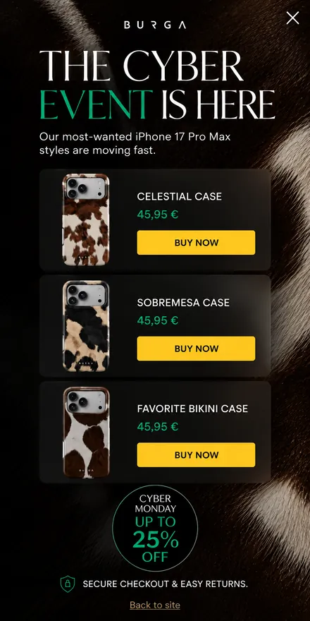 Black Friday popup telefonon